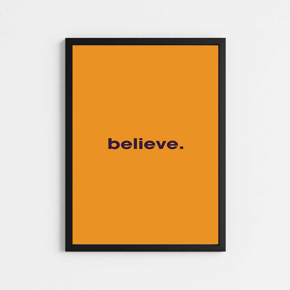 تابلو مینیمال انگیزشی طرح نوشته باور | BELIEVE