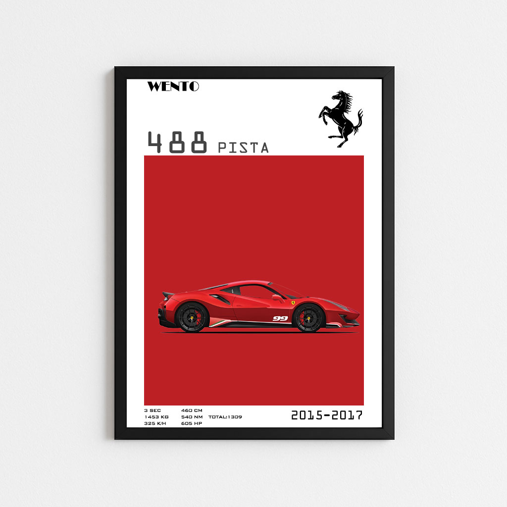تابلو مشخصات ماشینی فراری ۴۸۸ پیستا|FERRARI 488 PISTA