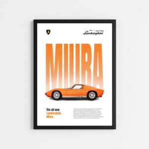 تابلو مینیمال طرح لامبورگینی میورا | LAMBORGHINI MIURA