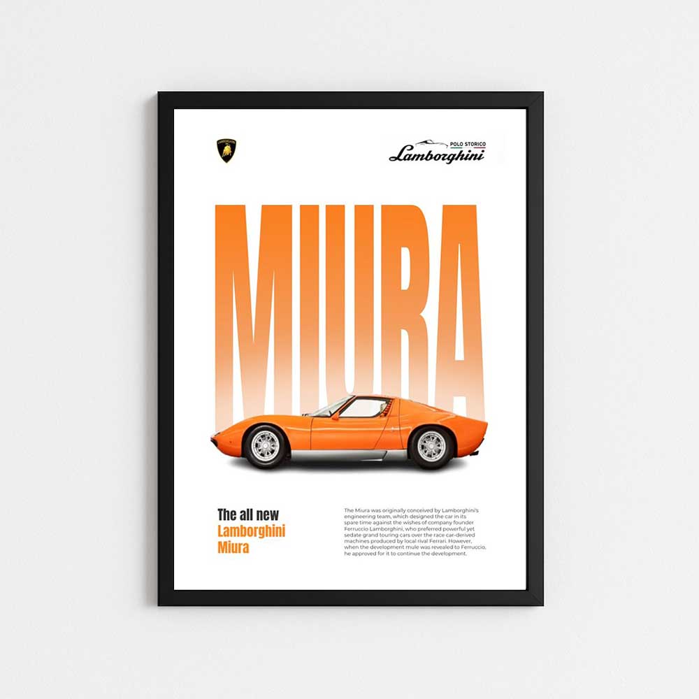 تابلو مینیمال طرح لامبورگینی میورا | LAMBORGHINI MIURA