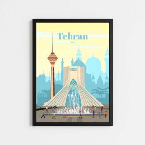 تابلو منظره مینیمال برج آزادی و میلاد تهران