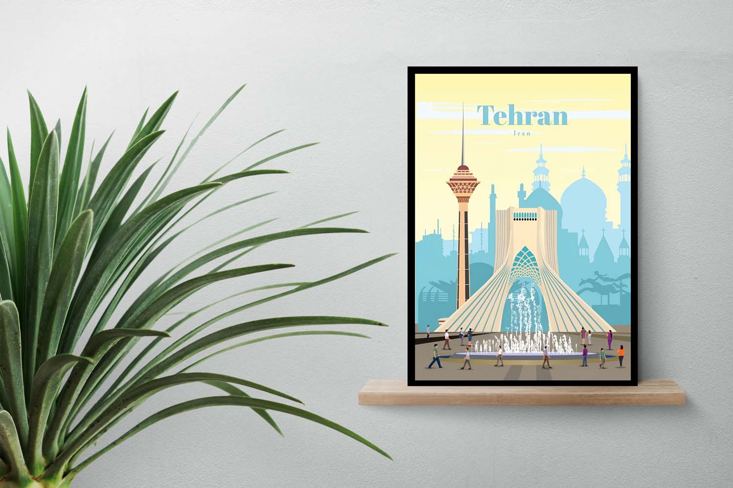 تابلو منظره مینیمال برج آزادی و میلاد تهران - Image 2