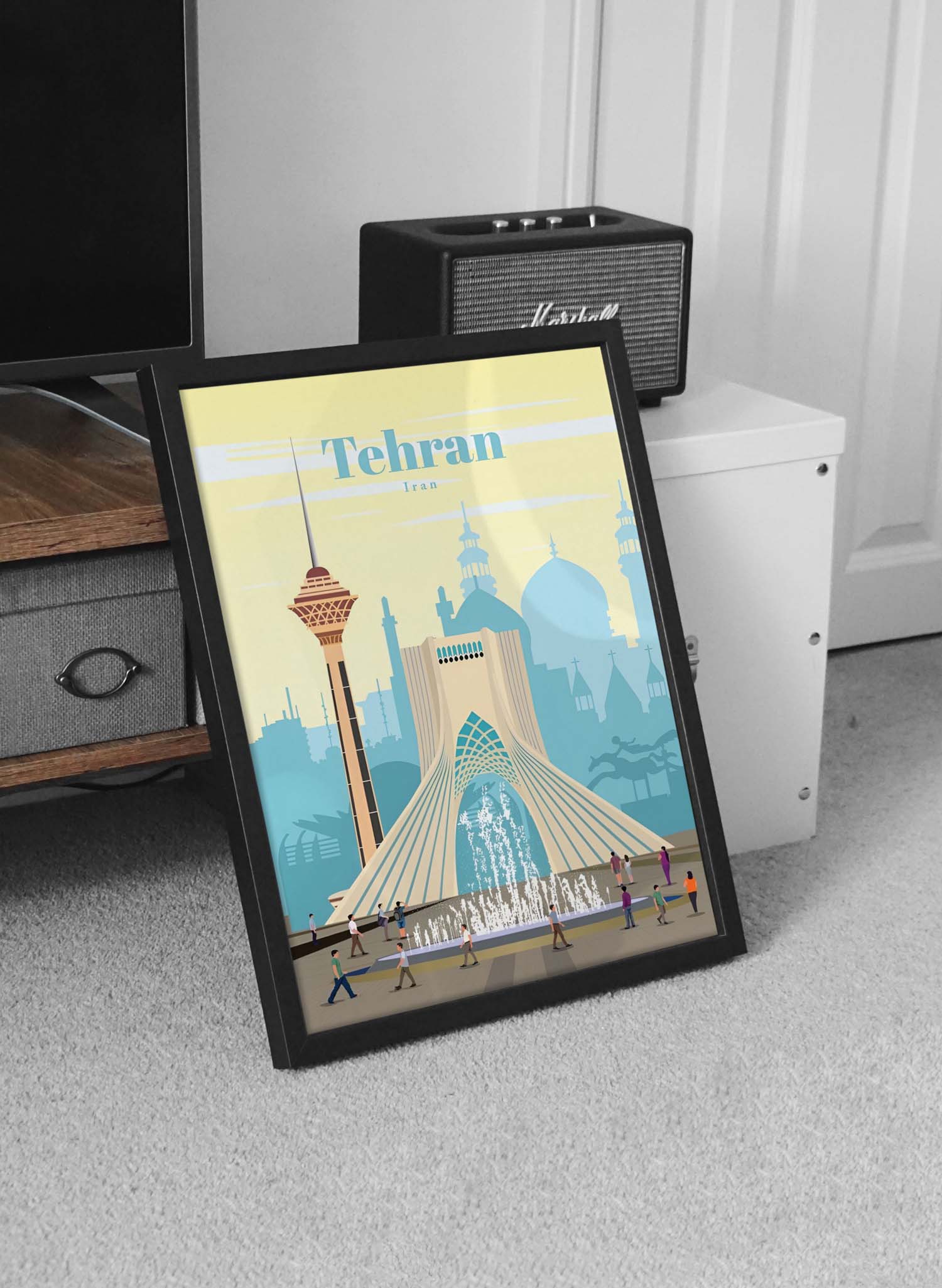 تابلو منظره مینیمال برج آزادی و میلاد تهران - Image 3